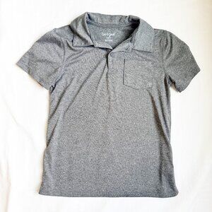 Cat & Jack Boys Gray Polo Shirt S 6/7 100% Recycled Polyester Short Sleeve